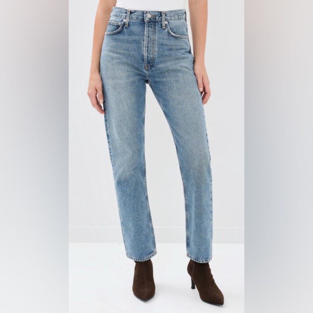 Agolde Light Blue High-Rise Straight Jeans
